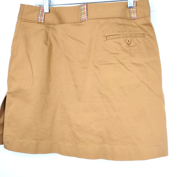 KHAKI PASTEL PLAID GOLF SKORT SIDE PLEAT - Picture 2 of 15
